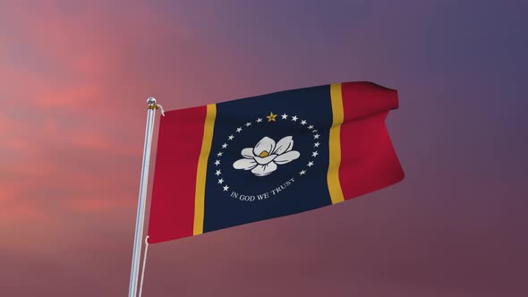 Flag Of Mississippi Waving 4k