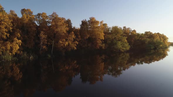 Rafting on the Forest River on Beautiful Sunny Autumn Days