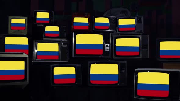 Flags of Colombia and Retro TV Screens.