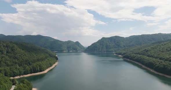 aerial view of mountain Lake Vidraru