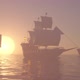 Old Wooden Warships Fleet On A Foggy Ocean At Sunset - VideoHive Item for Sale