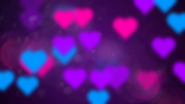 Abstract 4K Seamless Loop Background With Colorful Hearts