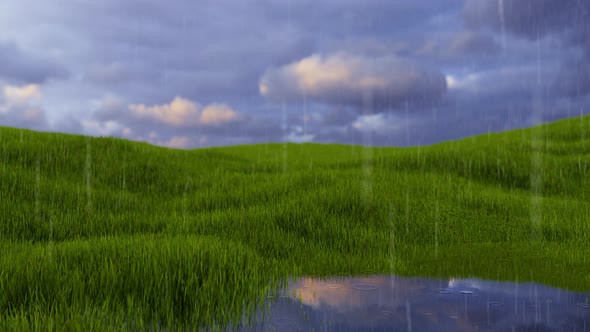 Wet Grass With Dew Drops