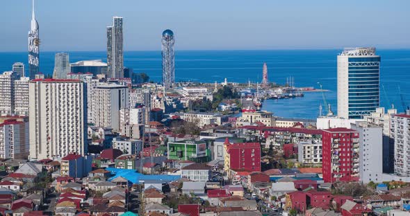 Time lapse of beautiful Batumi coastline. Georgia 2020