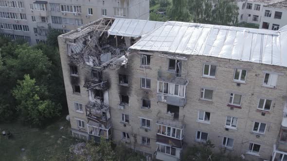 Makariv Ukraine a Building Destroyed By the War