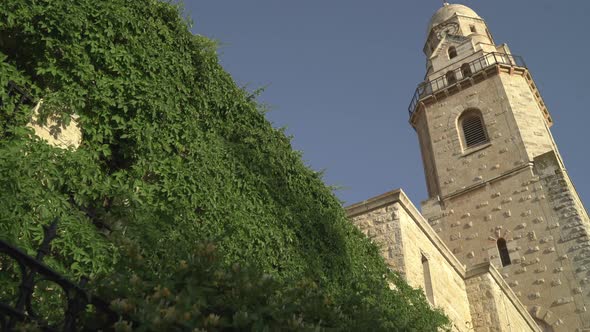 Low angle of a bell tower