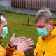 Couple of Men in Medical Masks Have a Conversation - VideoHive Item for Sale
