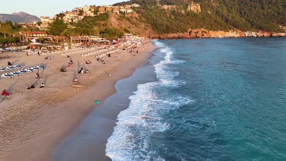 Cleopatra Beach aerial view 4 K Turkey Alanya