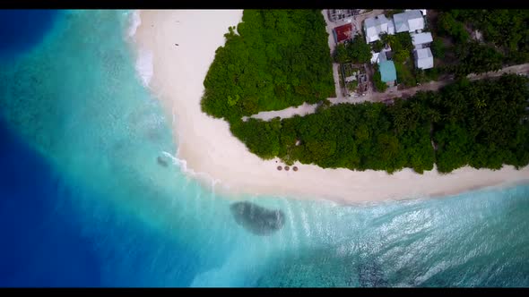 Aerial scenery of luxury sea view beach time by blue ocean and white sandy background of a dayout ne