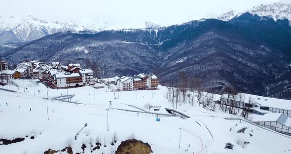 23 February 2022 Olympic Village Adler Rosa Khutor Sochi Ski and Snowboarding Resort In Russian