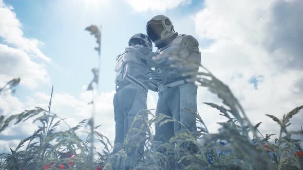 Meeting of Two Astronauts in Love