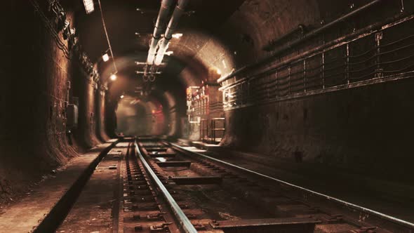 Light at Night in the Subway Tunnel the Old Town