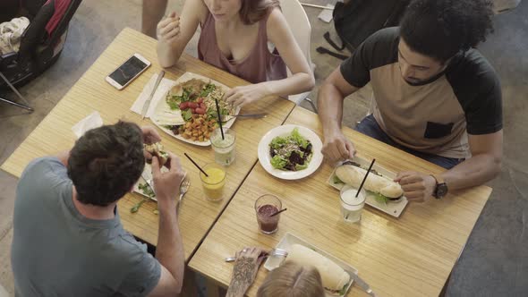 Friends having healthy meal together