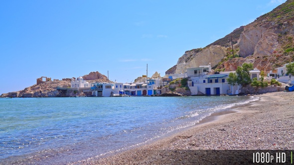 Small Traditional fishing village of Firopotamos on Milos island, Greece