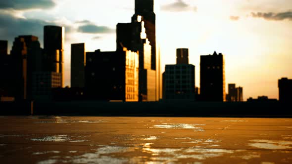 Skyscrapers of Big City at Sunset