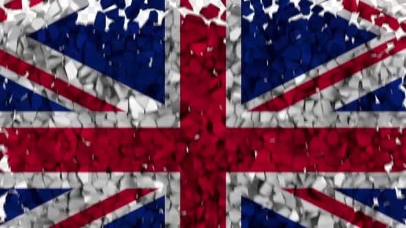 UK / United Kingdom Flag Breaking Rocks Transition