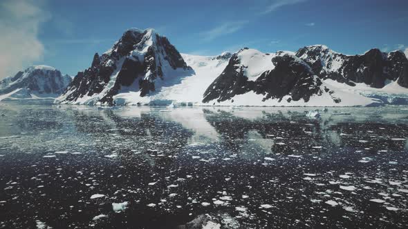 Antarctic Lemaire Channel Water Surface Drone View