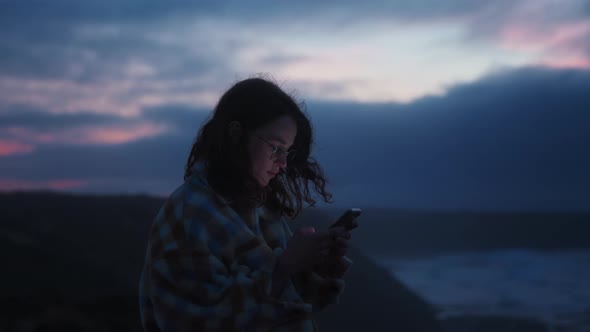 Colorful Sunset Side View Portrait of Millennial