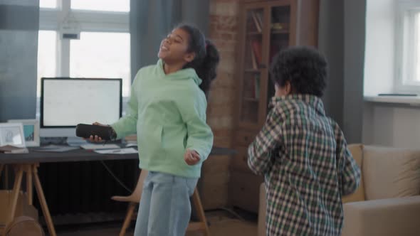 Afro Kids Having Fun Dancing At Home