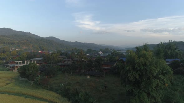 Flying Over Village in Doi Inthanon National Park