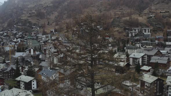 Aerial View of Zermatt in Switzerland in Autumn