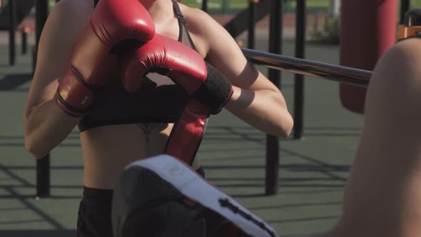 Sport Couple Practicing Boxing Outdoors