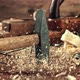 A Hammer Falls on a Table with Sawdust and Nails - VideoHive Item for Sale