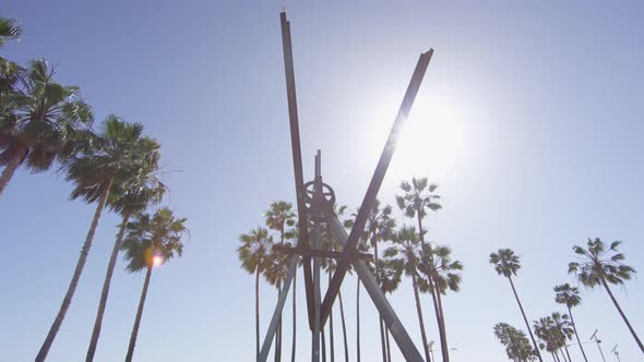 Sun shining behind the "Declaration" sculpture