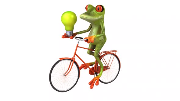 Fun frog on a bicycle - Digital animation