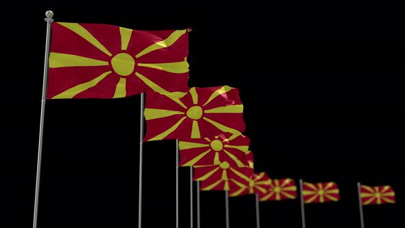 Macedonia Row Of Flags Animation Include Alpha Channel alt
