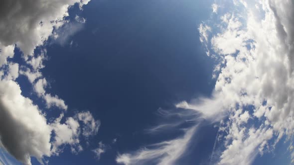 Light Sky, Sun, Clouds Time-Lapse, Fisheye Lens