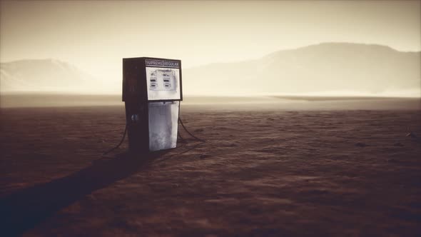 A Vintage Rusted Gas Pump Abandoned in the Desert