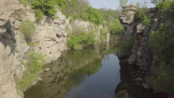 Aerial View To Granite Buky Canyon on the Hirskyi Takich River in Ukraine