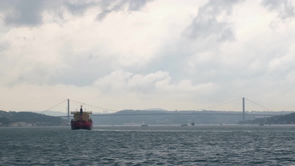 Red Vessel and The Bosphorus Bridge or The 15 July Martyrs Bridge