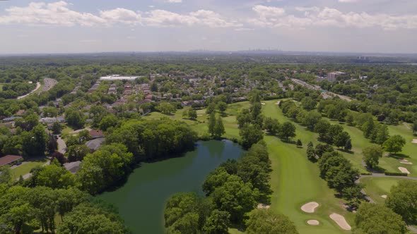 Aerial View of a Village and Golf Course in Long Island
