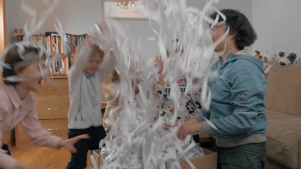 Children excited with paper party