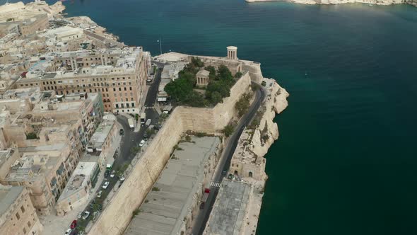 Wide View of Ancient Upper Barrakka Gardens Public Garden in Valletta, Malta Capital City 