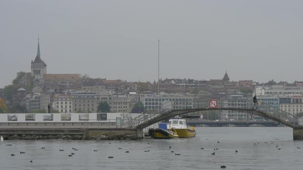 Pedestrian bridge over Lake Geneva