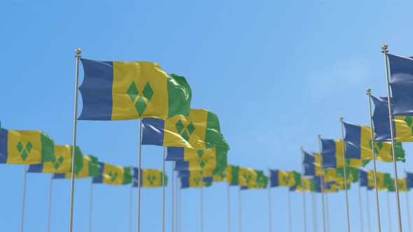 Saint Vincent and the Grenadines Row Of Flags Animation