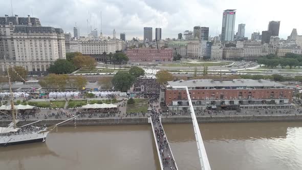 Aerial view of Buenos Aires city, Puerto Madero, background buildings. Argentina.