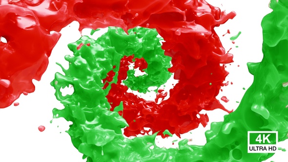 Spinning Twisted Red And Green Paint Splash 4K alt