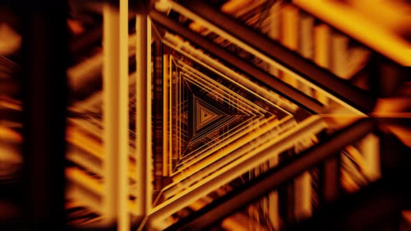 Abstract Geometry Figure Triangle Golden Tunnel Motion Throw Tube Vj Loop 4K