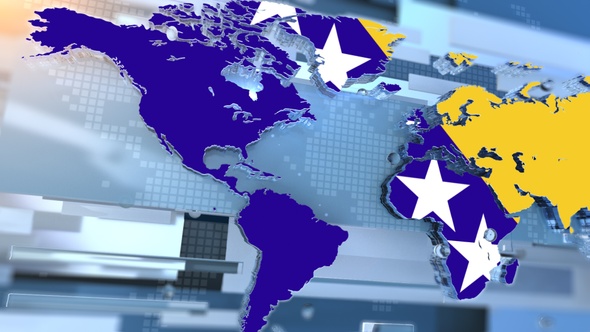 Bosnia And Herzegovina Flag Inside The Shape Of World Map Transition alt