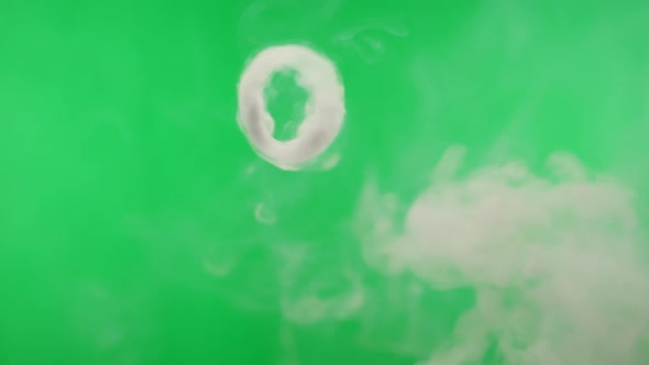 Smoke Rings on Green Chroma Key Background
