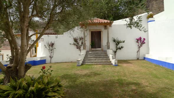 Very Beautiful Doors with Short Cut Grass in one of many Houses in Castle of Óbidos