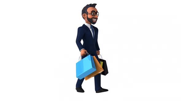 Fun 3D cartoon illustration of an indian businessman with alpha channel included