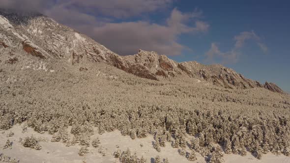 Aerial shot of the mountains near Boulder Colorado