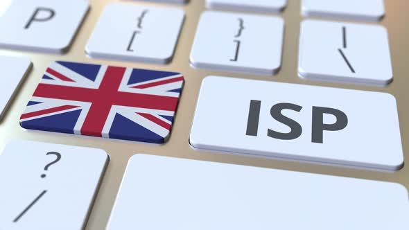 Internet Service Provider Text and Flag of the UK on Keyboard alt