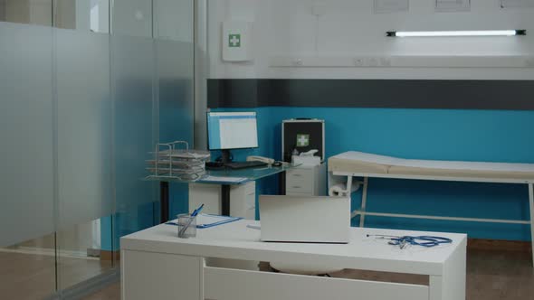 Empty Doctors Office with Medical Instruments at Facility