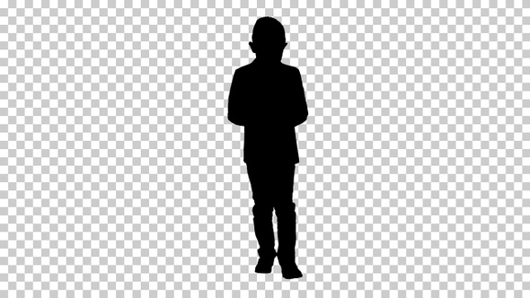 Silhouette boy walking, Alpha Channel